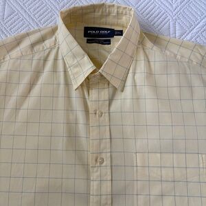 Polo Golf Ralph Lauren Lofting Long Sleeve Shirt Yellow And Blue Grid Size XL